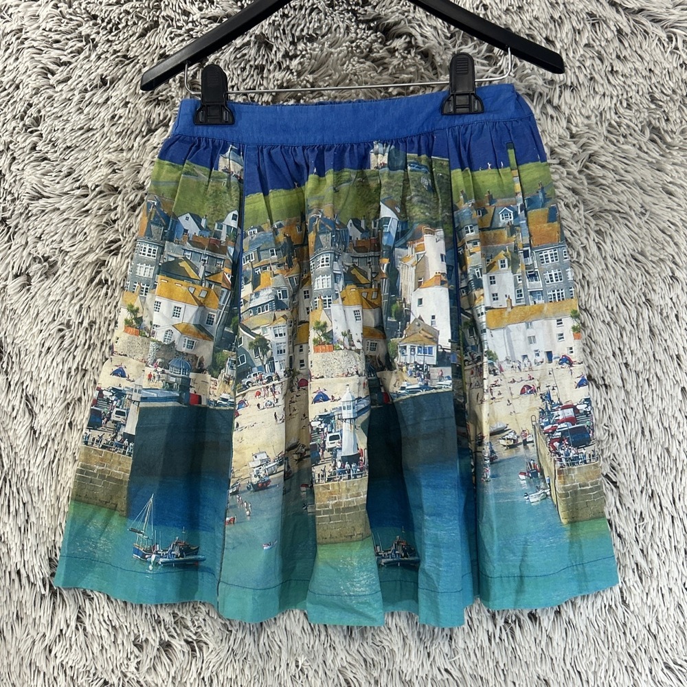 Boden Blue Coastal Print Circle Skirt